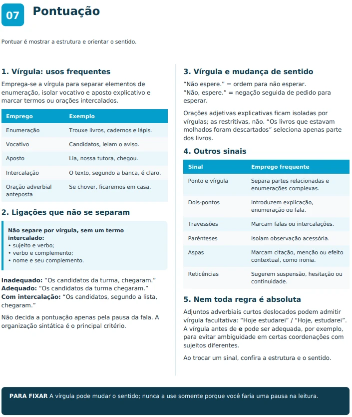 Língua Portuguesa: pontuação